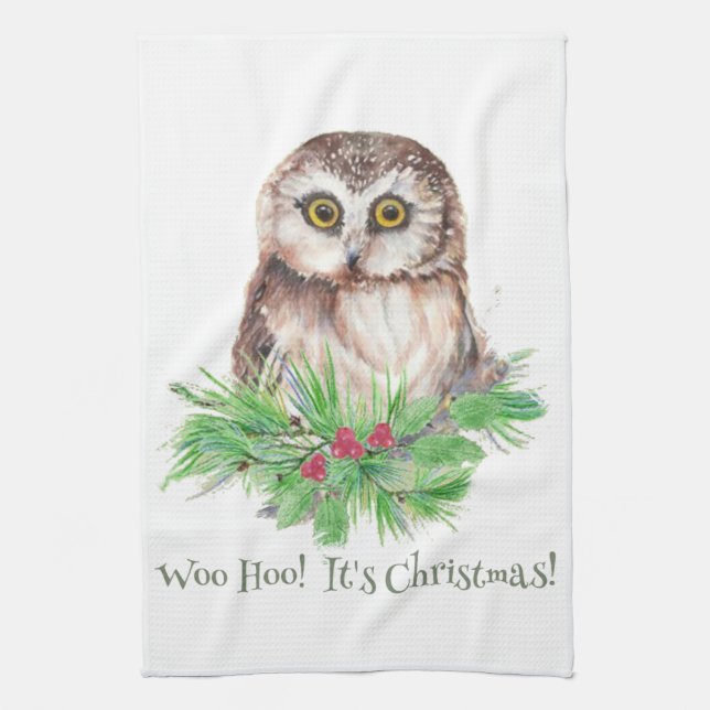 Paño De Cocina Navidades Cita Humor Pájaro Lechuza (Vertical)
