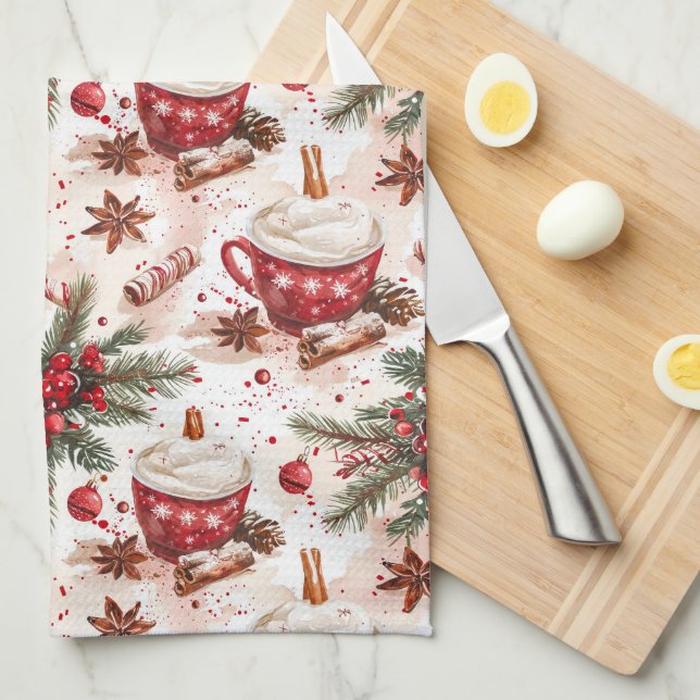 Paño De Cocina Navidades cómodos Cacao caliente (Doblado Cuarto)