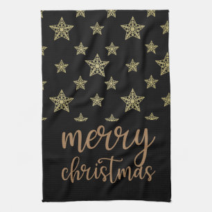Paño De Cocina Navidades con temática negra y dorada