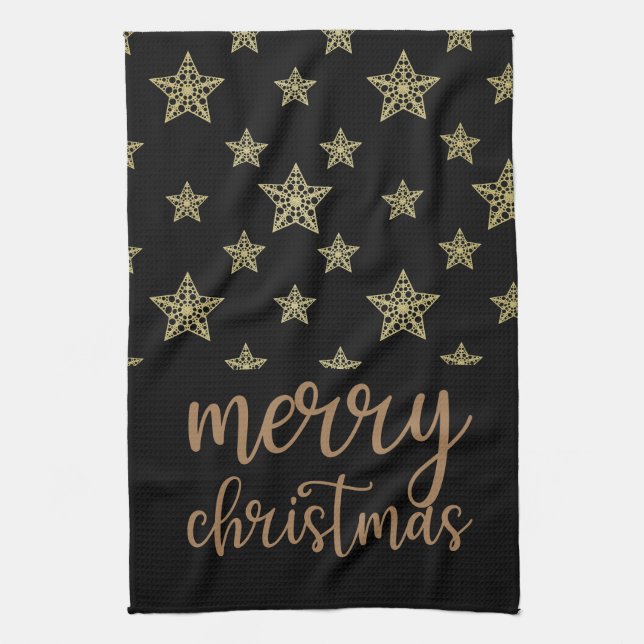 Paño De Cocina Navidades con temática negra y dorada (Vertical)