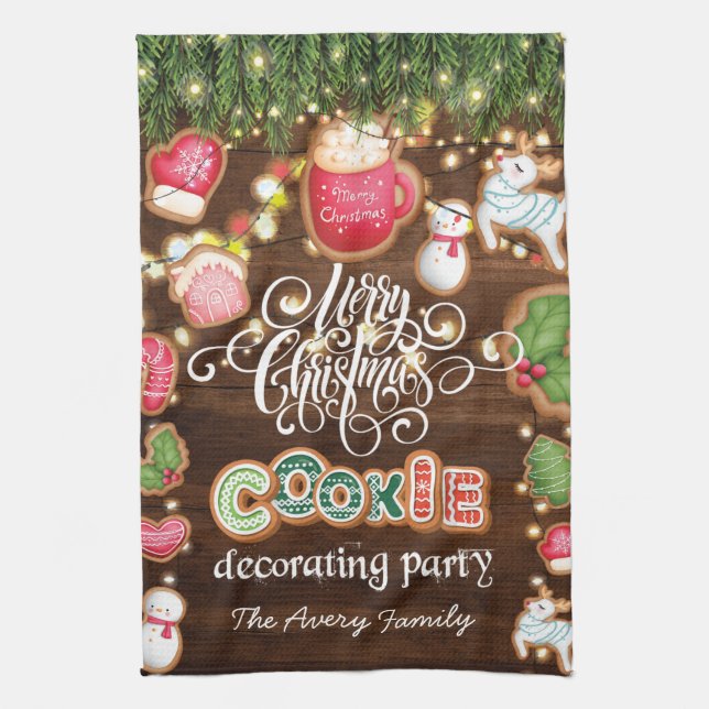 Paño De Cocina Navidades Cookie decorando Fiesta Personalizado (Vertical)