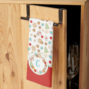 Paño De Cocina Navidades Cookie Pattern con monograma
