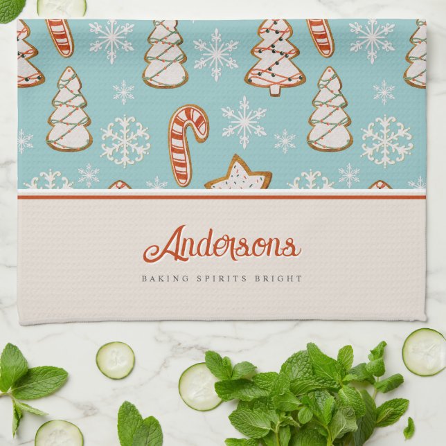 Paño De Cocina Navidades Cookies Blue Monograma (Doblado)