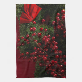 Paño De Cocina navidades coronaron con bayas rojas