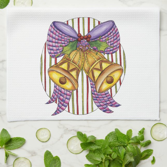 Paño De Cocina Navidades cortos Jingle Bells con Ribbon y Bow (Doblado)