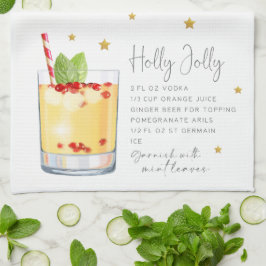 Paño De Cocina Navidades de acuarela Cocktail Holly Jolly Receta