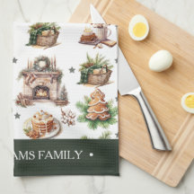 Navidades de acuarela de nombre familiar