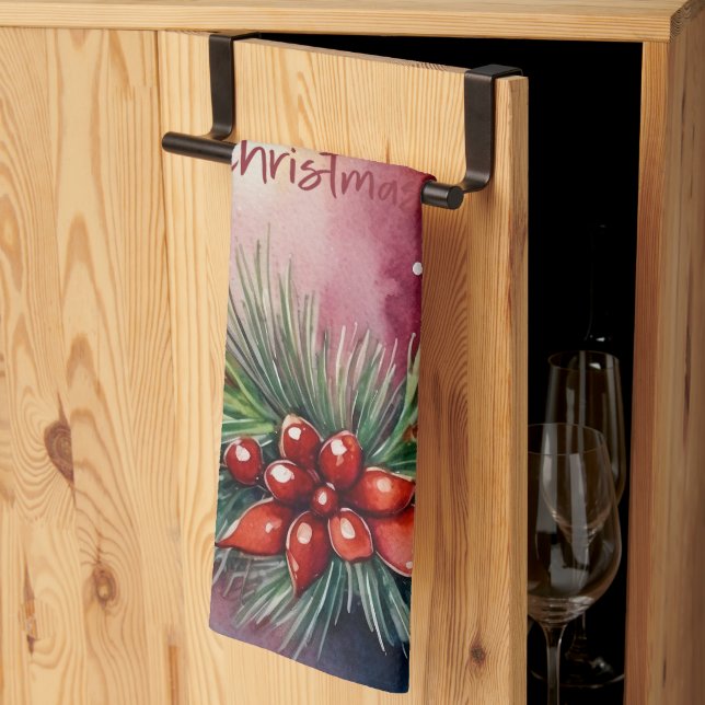 Paño De Cocina Navidades de acuarela Ilustracion festivo de velas (Pliegue de tercios)