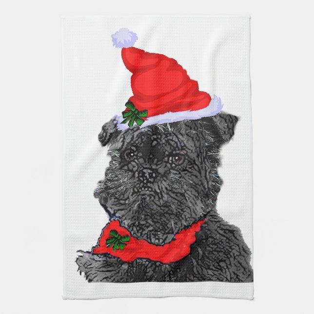 Paño De Cocina Navidades de Affenpinscher (Vertical)
