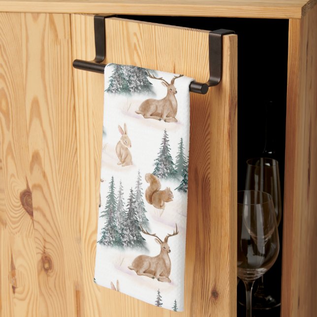 Paño De Cocina Navidades de Animales de Winter Wonderland Woodlan (Pliegue de tercios)