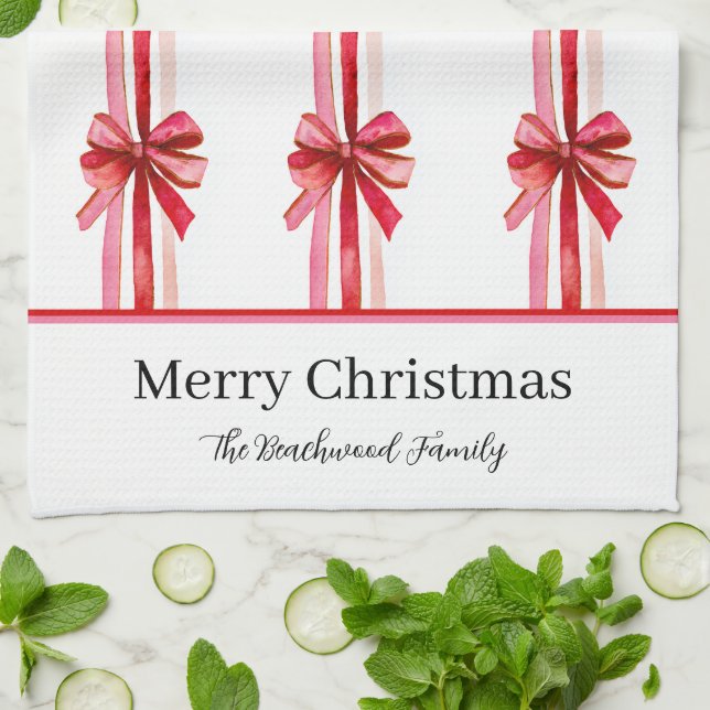 Paño De Cocina Navidades de arcos rojos rosados (Doblado)