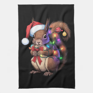 Paño De Cocina Navidades de ardilla iluminan familia Fiesta de Na