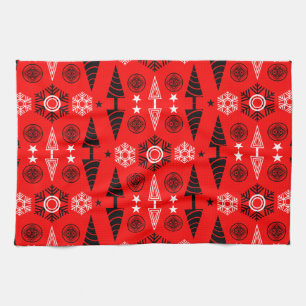 Paño De Cocina Navidades De Art Nouveau Rojo Y Negro