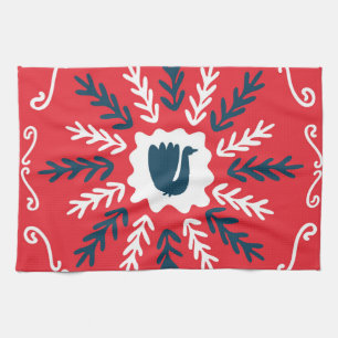 Paño De Cocina Navidades de arte Folk Doodle Tile