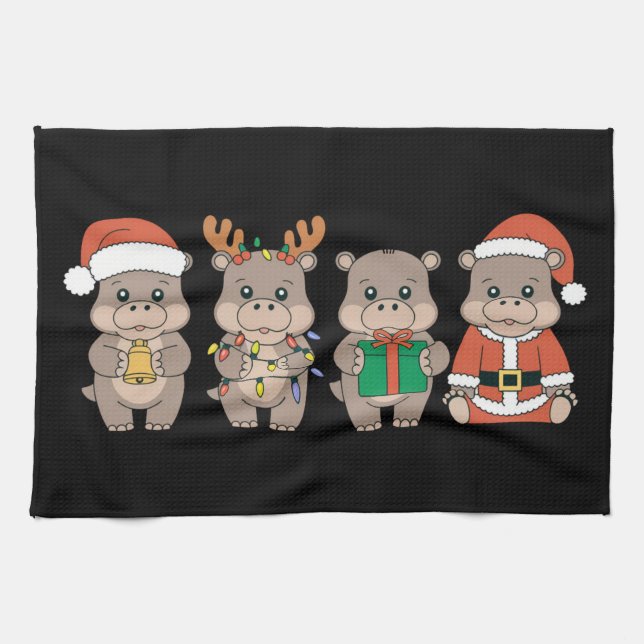 Paño De Cocina Navidades de Baby Hippo Moo Deng (Horizontal)