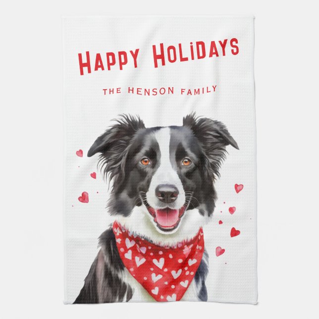 Paño De Cocina Navidades de Bandana en Frontera Collie Red Heart (Vertical)