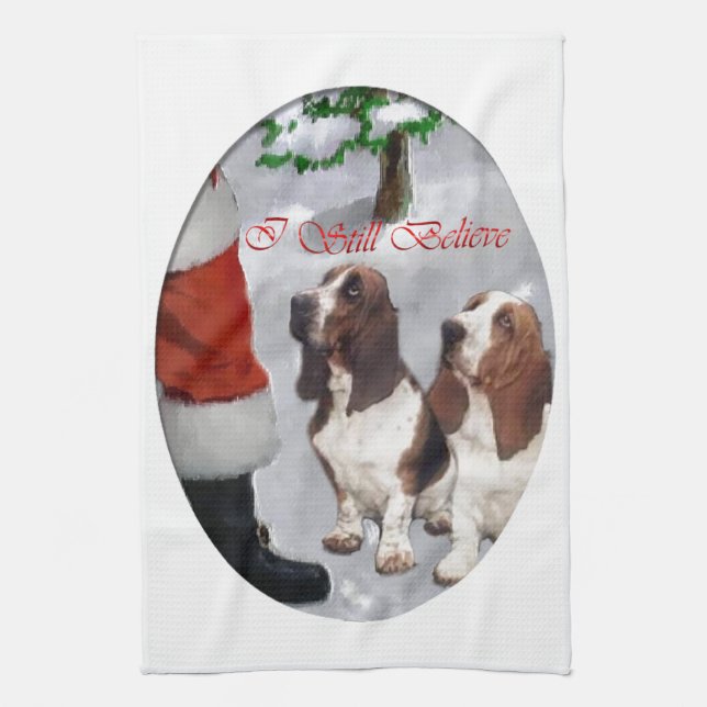 Paño De Cocina Navidades de Basset Hound (Vertical)
