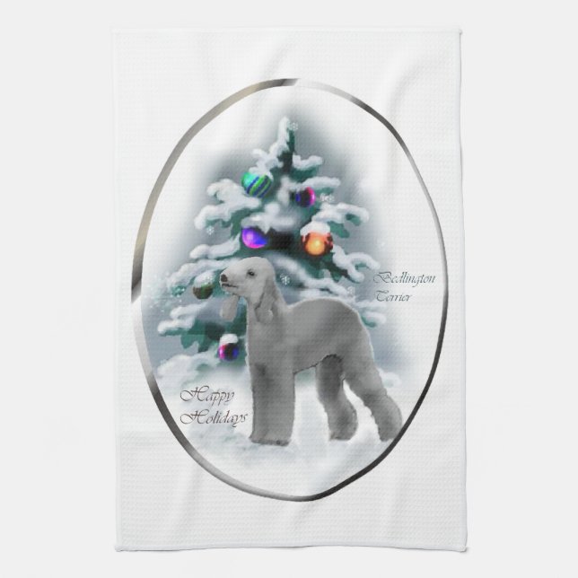 Paño De Cocina Navidades de Bedlington Terrier (Vertical)