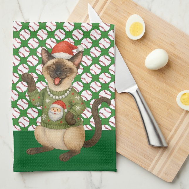 Paño De Cocina Navidades de béisbol temáticos para los amantes de (Doblado Cuarto)