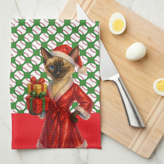 Paño De Cocina Navidades de béisbol temáticos para los amantes de (Doblado Cuarto)