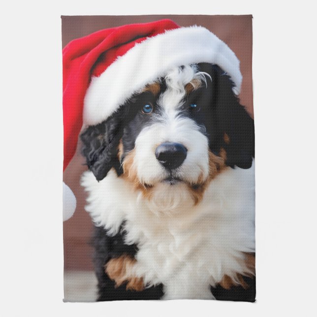 Paño De Cocina Navidades de Bernedoodle (Vertical)