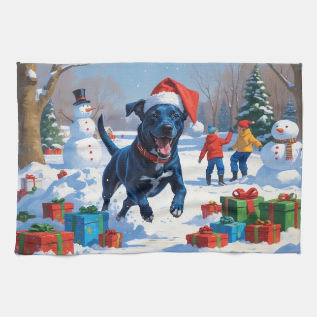 Paño De Cocina Navidades de Blue Heeler celebran escena de nieve (Horizontal)
