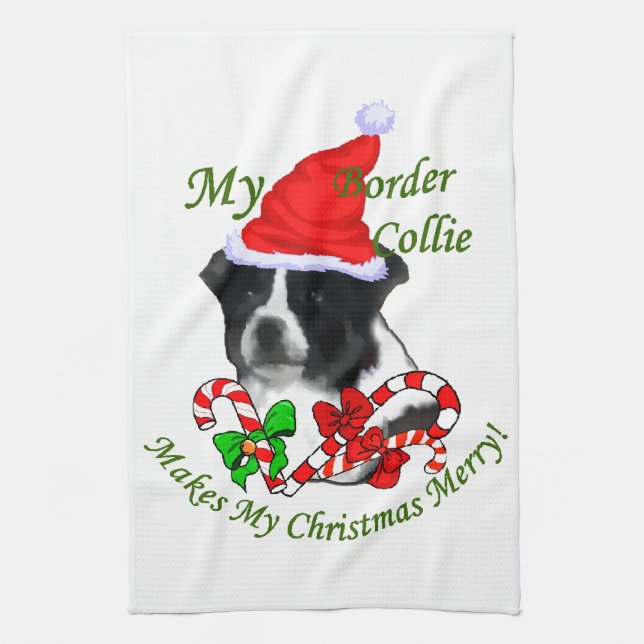 Paño De Cocina Navidades de Border Collie (Vertical)