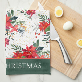 Paño De Cocina Navidades de Bouquet de Poinsettia Roja de color a
