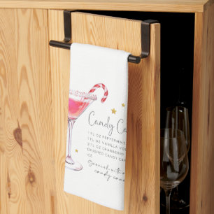 Paño De Cocina Navidades de Candy Cane Cocktail Receta Cocina Toa