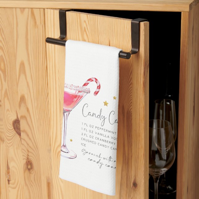 Paño De Cocina Navidades de Candy Cane Cocktail Receta Cocina Toa (Pliegue de tercios)