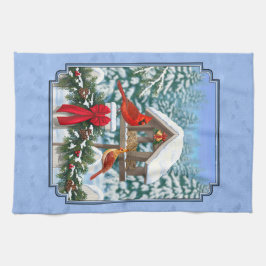 Paño De Cocina Navidades de Cardenales Festín Azul