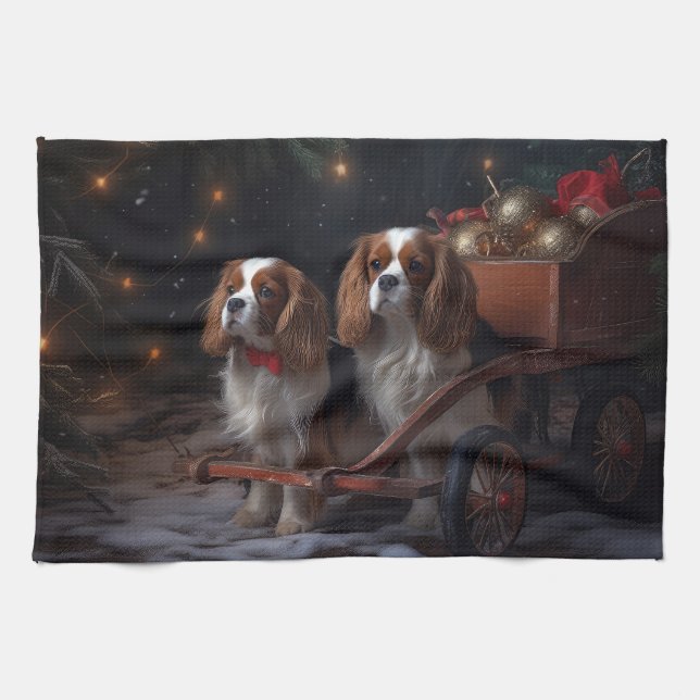 Paño De Cocina Navidades de Chesapeake Bay Terrier Snowy Sleigh (Horizontal)