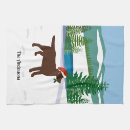 Paño De Cocina Navidades de chocolate Labrador de Santa Hat