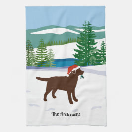 Paño De Cocina Navidades de chocolate Labrador de Santa Hat
