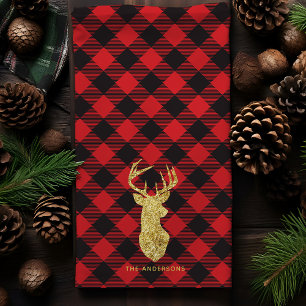 Paño De Cocina Navidades de ciervos de oro de Buffalo Plaid