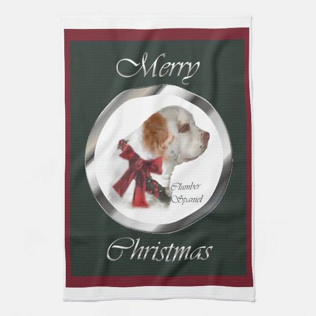 Paño De Cocina Navidades de Clumber Spaniel (Vertical)