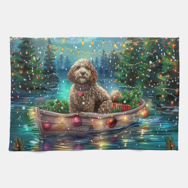 Paño De Cocina Navidades de Cockapoo Voyage festivo (Horizontal)