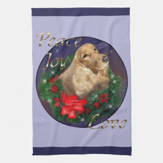 Paño De Cocina Navidades de Cocker Spaniel inglés (Vertical)