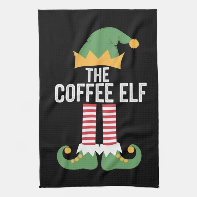 Paño De Cocina Navidades de Coffee Elf Family Mating Group (Vertical)
