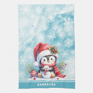 Paño De Cocina Navidades de color azul nevado personalizados de p