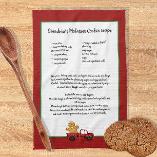 Paño De Cocina Navidades de conservas de recetas Camión Red Black