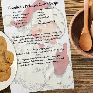 Paño De Cocina Navidades de conservas de recetas Vintage Santa Cl