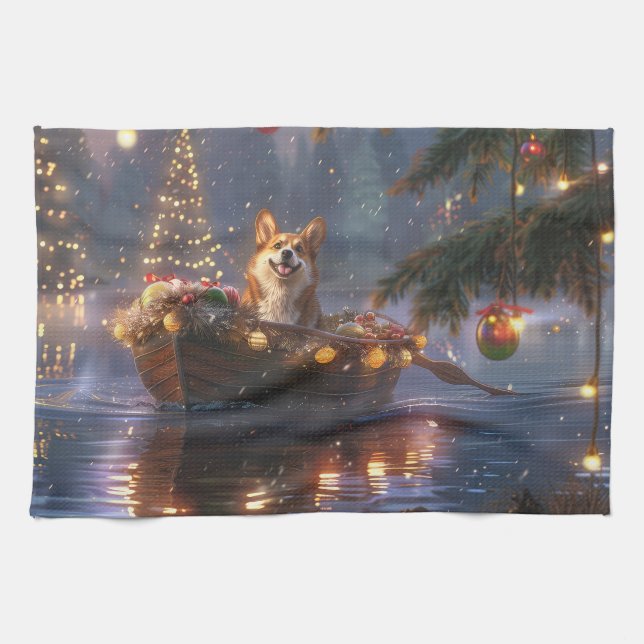 Paño De Cocina Navidades de Corgi Voyage festivo (Horizontal)
