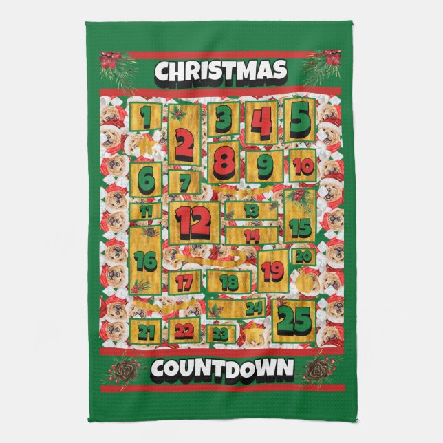 Paño De Cocina Navidades de cuenta regresiva Chow advierten a per (Vertical)