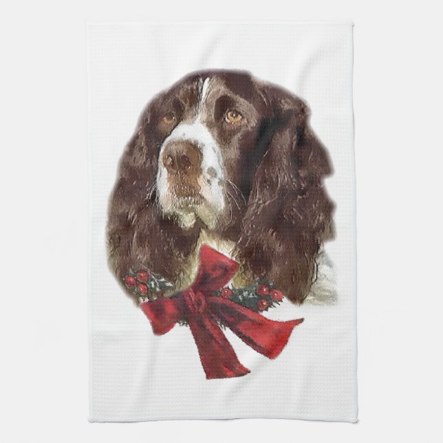 Paño De Cocina Navidades de English Springer Spaniel (Vertical)