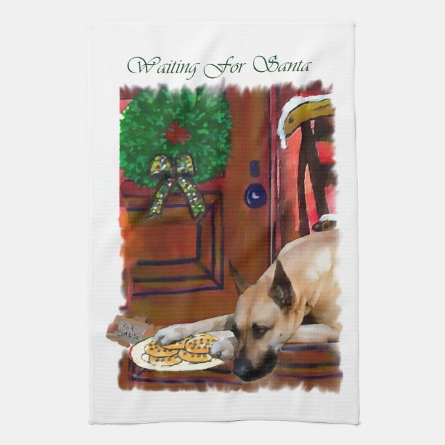 Paño De Cocina Navidades de Fawn Great Dane (Vertical)