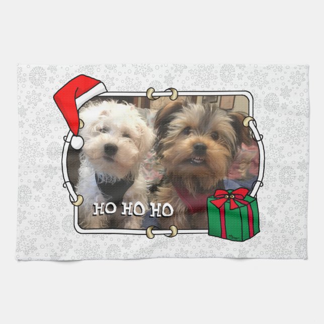 Paño De Cocina Navidades de fotografía personalizado Santa Hat Ma (Horizontal)