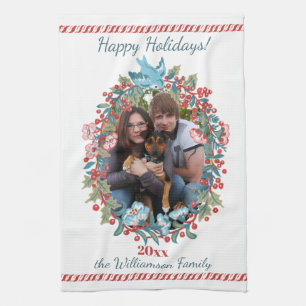 Paño De Cocina Navidades de fotografía personalizado Wreath Cand