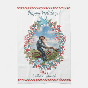 Paño De Cocina Navidades de fotografía personalizados Wreath Cou