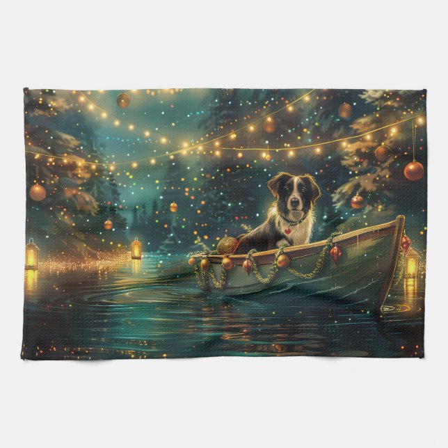 Paño De Cocina Navidades de Frontera Collie Voyage festivo (Horizontal)